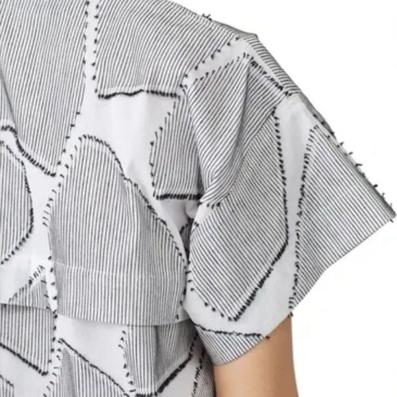 Hunter Bell Black & White Drop Waist Collared Addison Mini Dress, Size M - Picture 6 of 9